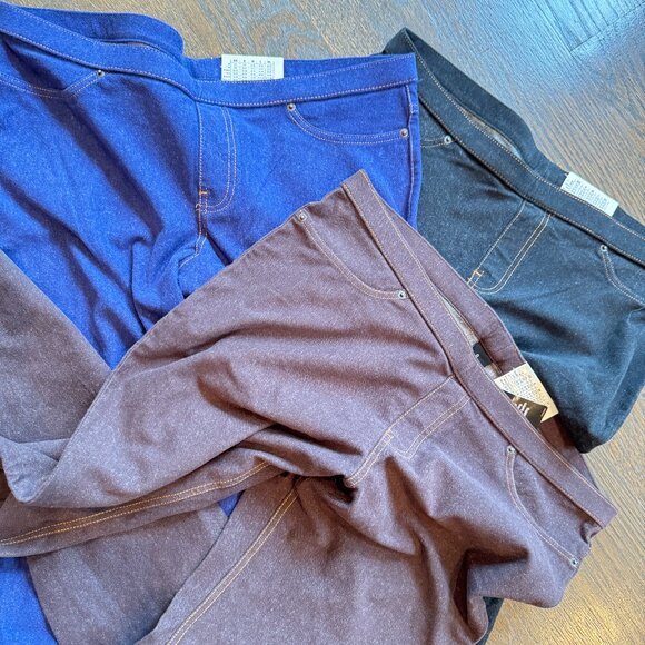 New w Tags 3 HUE Soft & Skinny Leggings Black Purple Brown - Picture 10 of 14